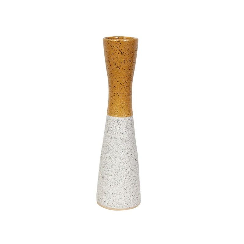 Vaso Romimex Giallo Bianco Ceramica 12 x 43 x 12 cm