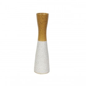 Vaso Romimex Giallo Bianco Ceramica 12 x 43 x 12 cm