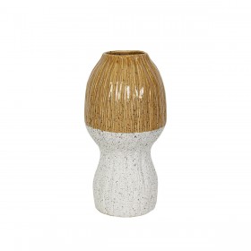 Vaso Romimex Giallo Bianco Ceramica 19 x 37 x 19 cm