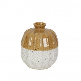 Vaso Romimex Giallo Bianco Ceramica 19 x 22 x 19 cm
