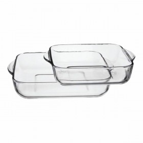 Set di Teglie da Forno Pasabahce 1690037 Trasparente Cristallo 1 L (2 Pezzi)