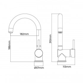 Rubinetto Monocomando EDM 01127  a7200-x Argentato Acciaio inossidabile Ottone Zinco Lavello