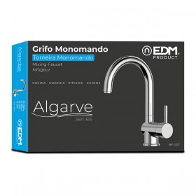 Rubinetto Monocomando EDM 01127  a7200-x Argentato Acciaio inossidabile Ottone Zinco Lavello
