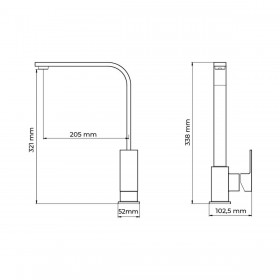 Rubinetto Monocomando EDM 01194 Getaria Argentato Acciaio inossidabile Ottone Zinco 5,2 x 20,05 x 33,8 cm
