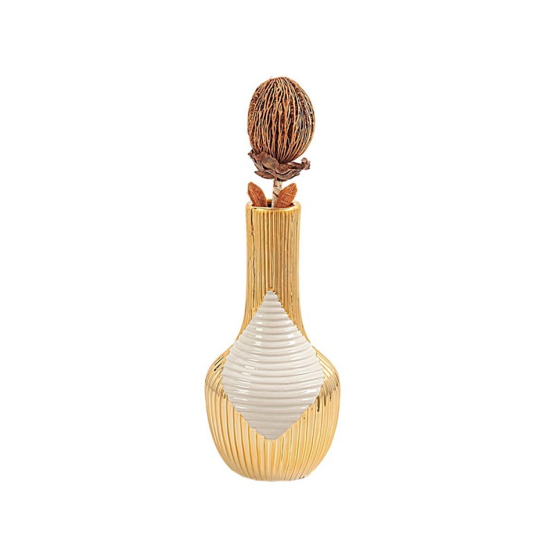 Vaso Romimex Bianco Dorato Ceramica 14 x 28 x 14 cm
