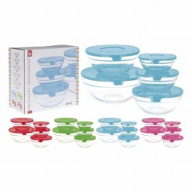 Set di 5 scatole porta pranzo Glass EH Azzurro Trasparente