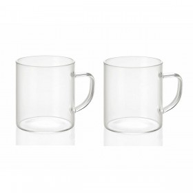 Set di 2 Tazze Mug Andrea House ms19209 Trasparente Vetro 300 ml 2 x 300 ml Ø 7,5 x 8,5 cm