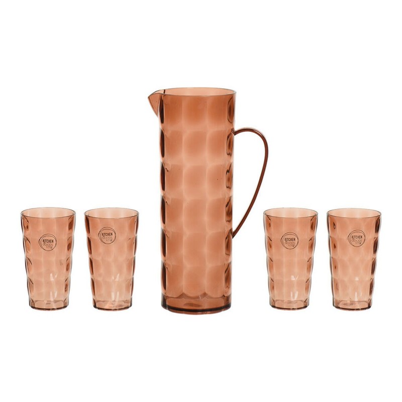 Set di brocche con bicchieri EDM 869702 Marrone Plastica riciclata 5 Pezzi