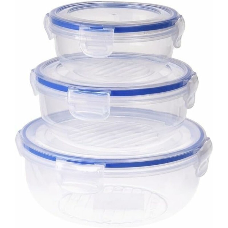 Set di scatole porta pranzo Excellent Houseware 024000670 Plastica Rotonda 400 ml 800 ml 1,4 L 3 Unità