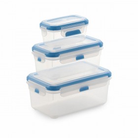 Set di 3 scatole porta pranzo SP Berner super lock Rettangolare Trasparente Plastica (3 Unità)
