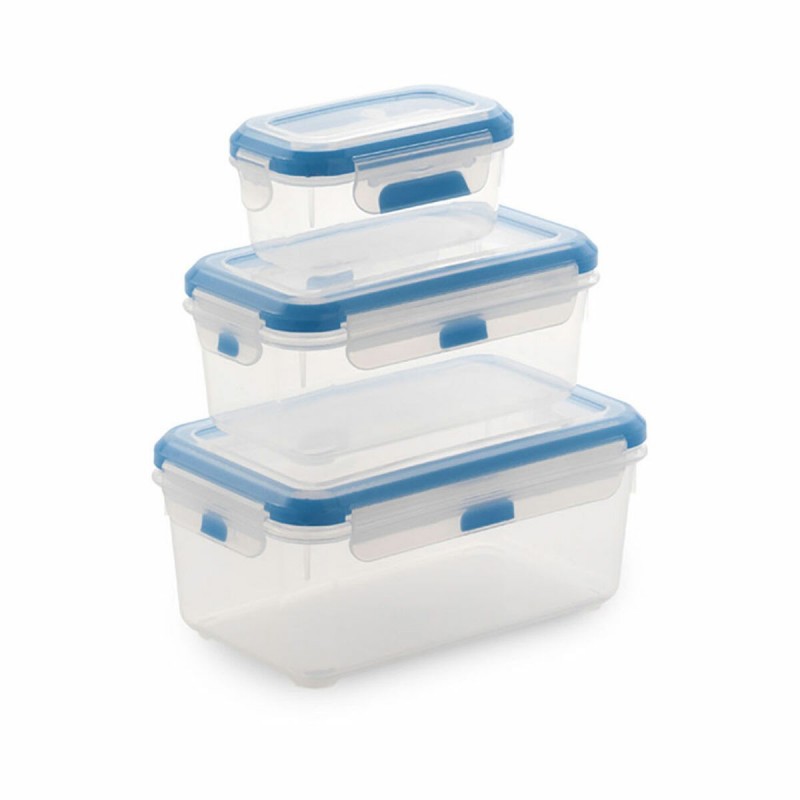 Set di 3 scatole porta pranzo SP Berner super lock Rettangolare Trasparente Plastica (3 Unità)