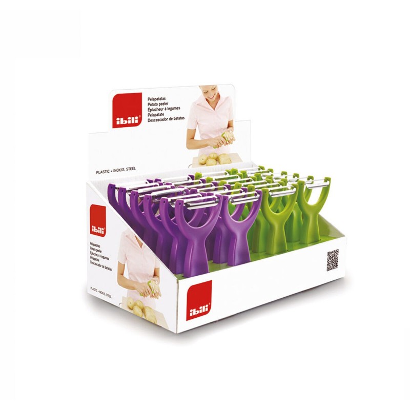 Pela Verdure e Frutta Ibili 14,5 cm Verde Acciaio inossidabile Plastica