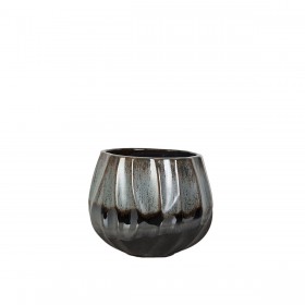 Vaso Romimex Azzurro Nero Ceramica 15 x 14 x 15 cm