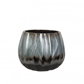 Vaso Romimex Azzurro Nero Ceramica 24 x 24 x 24 cm