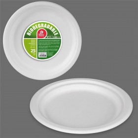 Set di piatti Best Products Green Canna da Zucchero Ø 25 cm Biodegradabile Monouso 25 Unità