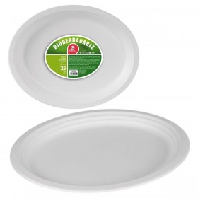 Set di piatti Best Products Green Canna da Zucchero ø 32 cm Biodegradabile Monouso 25 Unità