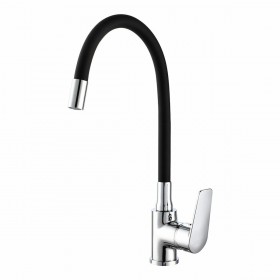 Rubinetto Monocomando EDM 01155 Baiona Nero Ottone Zinco Flessibile Cucina
