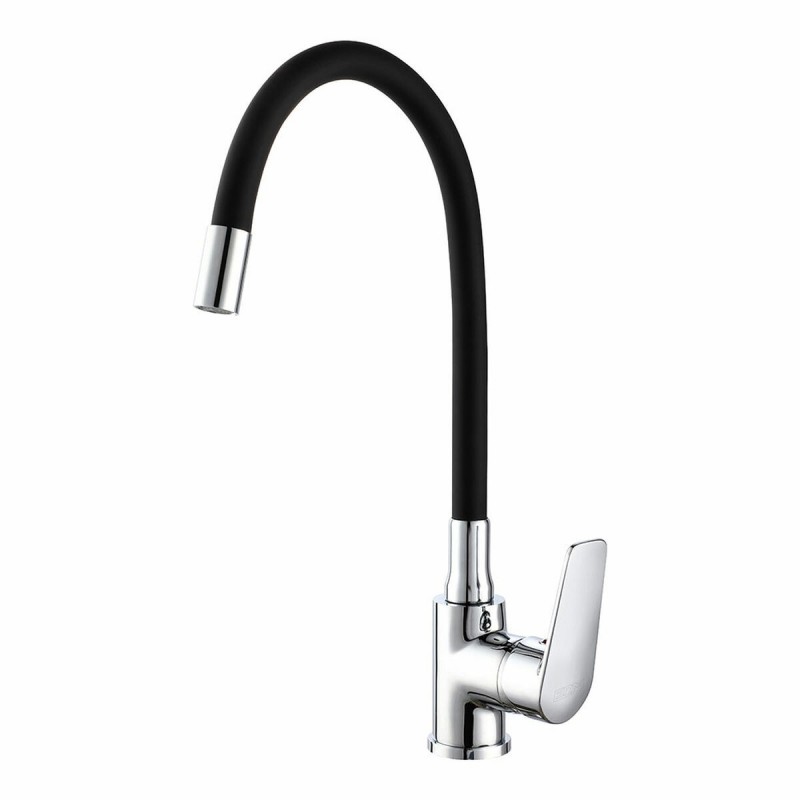 Rubinetto Monocomando EDM 01155 Baiona Nero Ottone Zinco Flessibile Cucina
