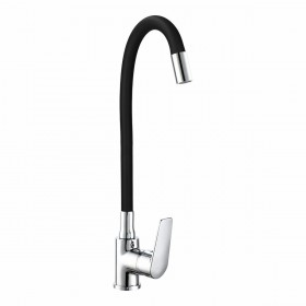 Rubinetto Monocomando EDM 01155 Baiona Nero Ottone Zinco Flessibile Cucina