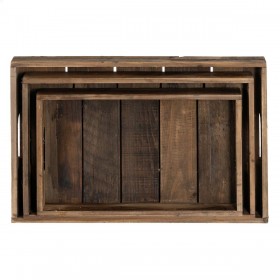 Vassoio per aperitivi 48 x 32 x 6 cm Naturale Legno di abete 3 Pezzi