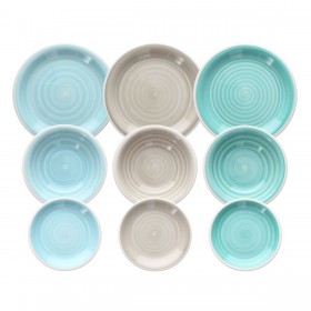 Servizio di Piatti Azzurro Verde Gres 1 cm 37 x 23 x 30 cm 18 Pezzi