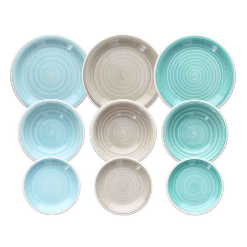 Servizio di Piatti Azzurro Verde Gres 1 cm 37 x 23 x 30 cm 18 Pezzi