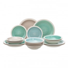 Servizio di Piatti Azzurro Verde Gres 1 cm 37 x 23 x 30 cm 18 Pezzi