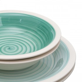 Servizio di Piatti Azzurro Verde Gres 1 cm 37 x 23 x 30 cm 18 Pezzi