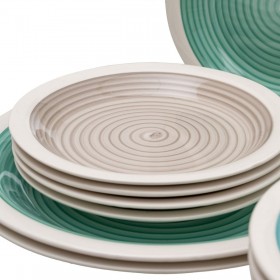 Servizio di Piatti Azzurro Verde Gres 1 cm 37 x 23 x 30 cm 18 Pezzi