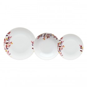 Servizio di Piatti Bianco Multicolore Porcellana Fogli 1 cm 37 x 23 x 30 cm 18 Pezzi