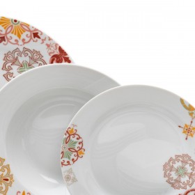 Servizio di Piatti Bordeaux Senape Porcellana 1 cm 37 x 23 x 30 cm 18 Pezzi