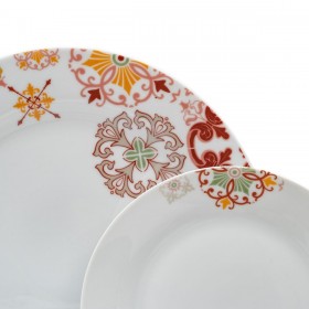 Servizio di Piatti Bordeaux Senape Porcellana 1 cm 37 x 23 x 30 cm 18 Pezzi