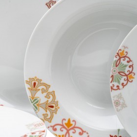 Servizio di Piatti Bordeaux Senape Porcellana 1 cm 37 x 23 x 30 cm 18 Pezzi