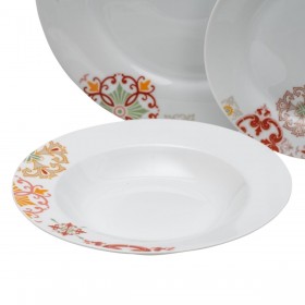 Servizio di Piatti Bordeaux Senape Porcellana 1 cm 37 x 23 x 30 cm 18 Pezzi