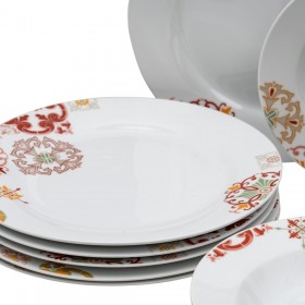 Servizio di Piatti Bordeaux Senape Porcellana 1 cm 37 x 23 x 30 cm 18 Pezzi
