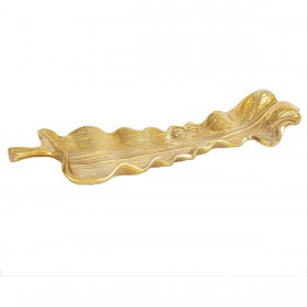 Svuotatasche Romimex Dorato Alluminio Foglia della pianta 67 x 8 x 22 cm