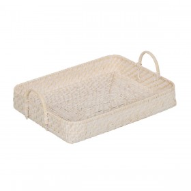 Vassoio Bianco Bambù Rattan 45 x 34 x 13 cm (2 Unità)