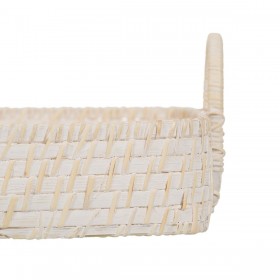 Vassoio Bianco Bambù Rattan 45 x 34 x 13 cm (2 Unità)