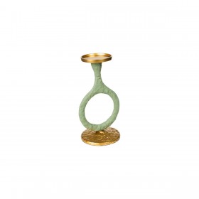 Portacandele Romimex Verde Dorato Alluminio 14 x 25 x 13 cm Cerchi