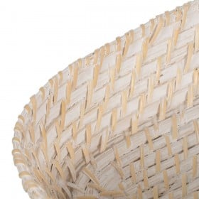 Vassoio Bianco Bambù Rattan 44 x 17 x 7 cm (2 Unità)