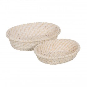 Vassoio Bianco Bambù Rattan 29 x 22 x 7 cm (2 Unità)