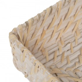 Portatovagliolo Bianco Bambù Rattan 18 x 18 x 6 cm
