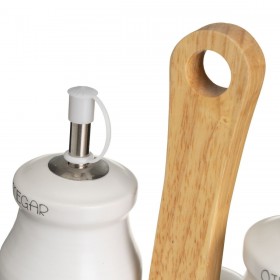 Set olio e aceto BERRIES Bianco Rosso Verde Legno Gres 210 ml 21 x 8,5 x 18 cm 4 Pezzi