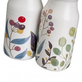 Set olio e aceto BERRIES Bianco Rosso Verde Legno Gres 210 ml 21 x 8,5 x 18 cm 4 Pezzi
