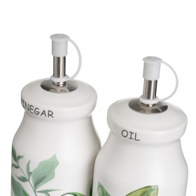 Set olio e aceto GREENS Bianco Verde Legno Gres 210 ml 21 x 8,5 x 18 cm 4 Pezzi