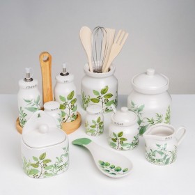 Set olio e aceto GREENS Bianco Verde Legno Gres 210 ml 21 x 8,5 x 18 cm 4 Pezzi