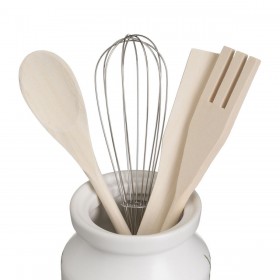 Contenitore per Utensili da Cucina GRASS Legno Metallo Gres 12 x 12 x 13 cm