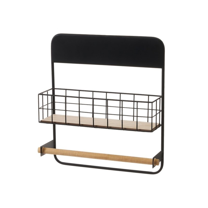 Portarotolo da Cucina Nero Naturale Ferro 34 x 11 x 39 cm