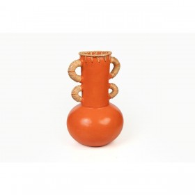 Vaso Romimex Arancio Naturale Ceramica Rattan 20 x 40 x 20 cm Con manici