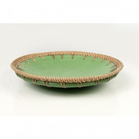Centrotavola Romimex Verde Naturale Ceramica Rattan 30 x 6 x 30 cm